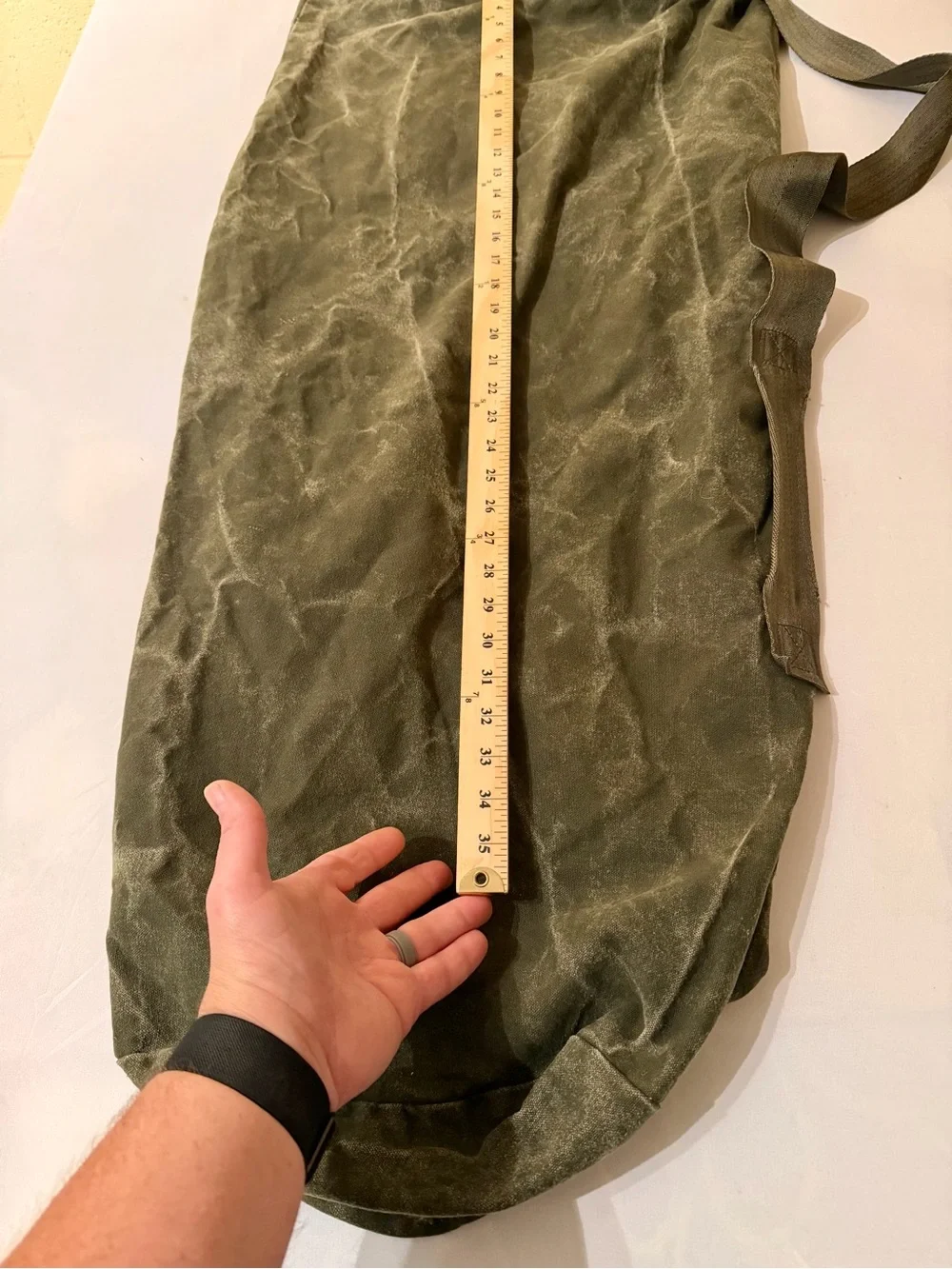 Vintage US Army Military OD Green Canvas Duffle Bag Vietnam War Era 40x18